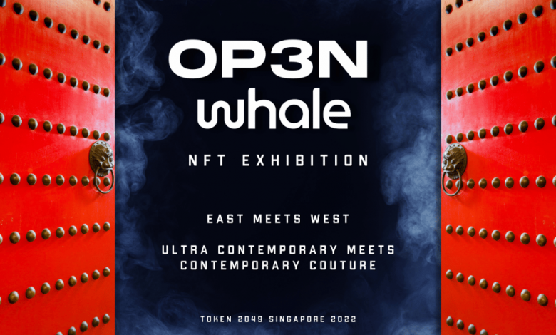 Image of OP3N WHALE NFT Exhibition poster in Singaore