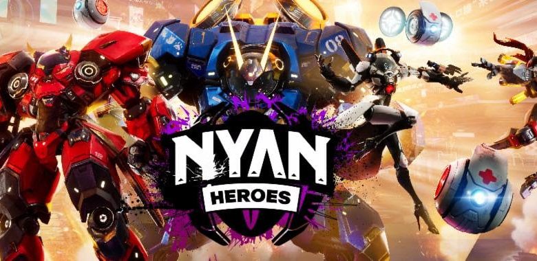 Image of Nyan Heroes characters fighting robots Genesis Guardians