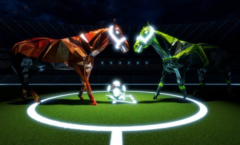 ZED RUN Game Horses near a world cup football
