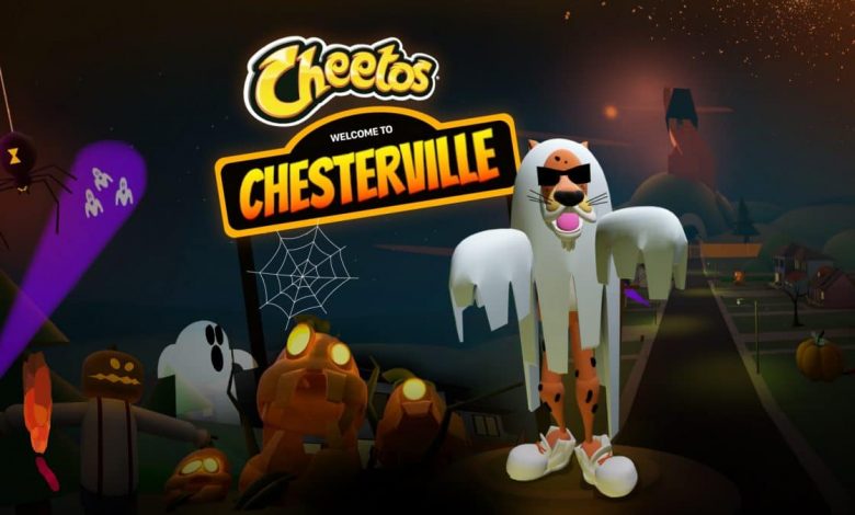 image of ther Cheetos metaverse world, with halloween theme