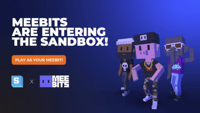 graphic announcing meebits and the sandbox's collaboration