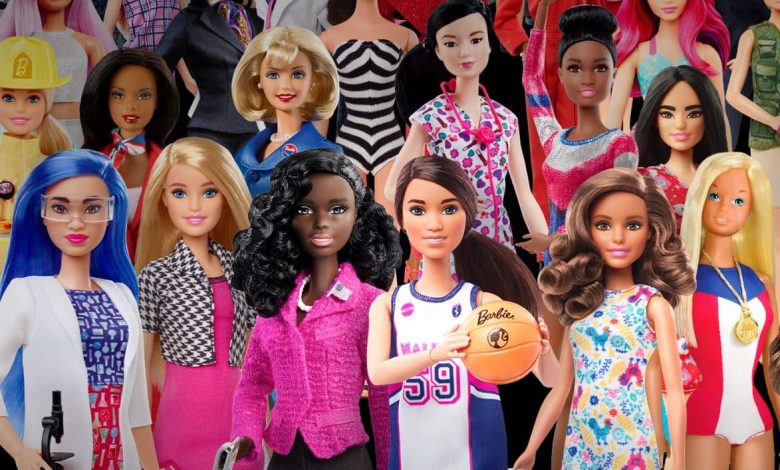 image of tens of Barbie dolls with various professions symbolizing their NFT collection