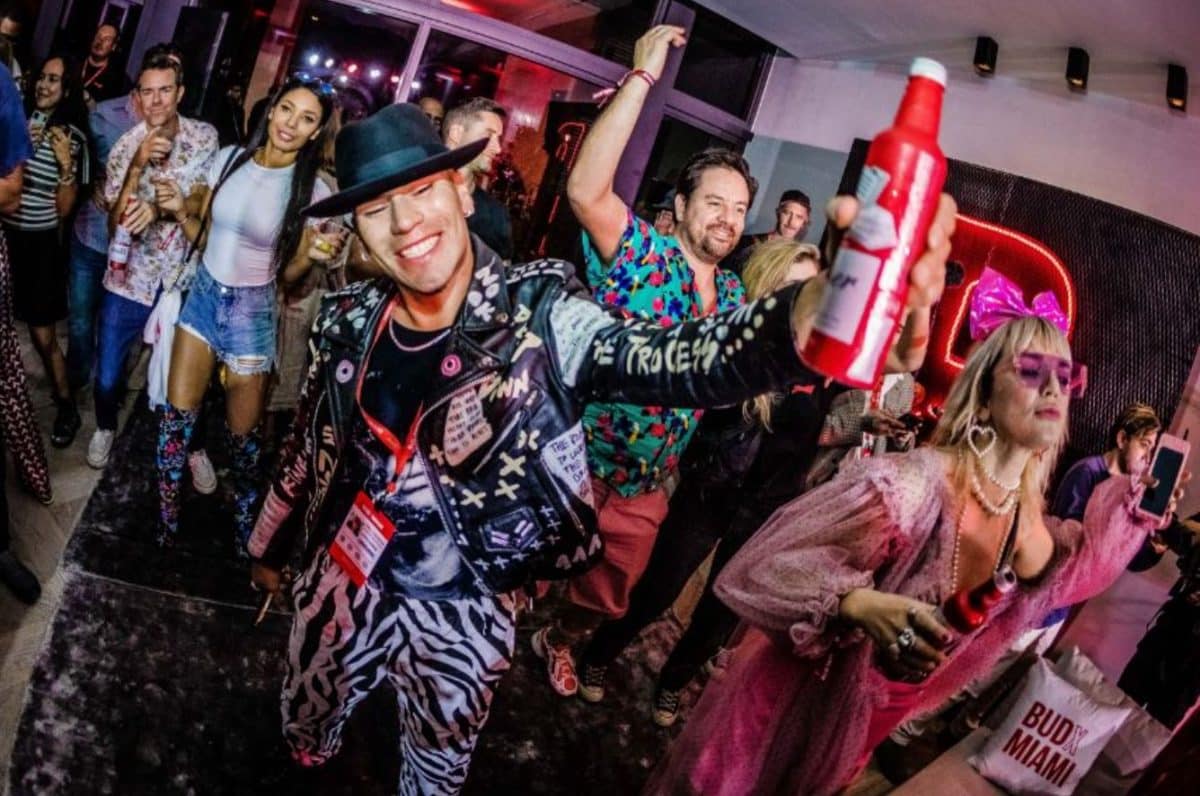 image of people dancing and partying at a Budweiser party