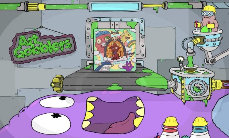 Art Gobblers NFT factory by Justin Roiland swallowing art