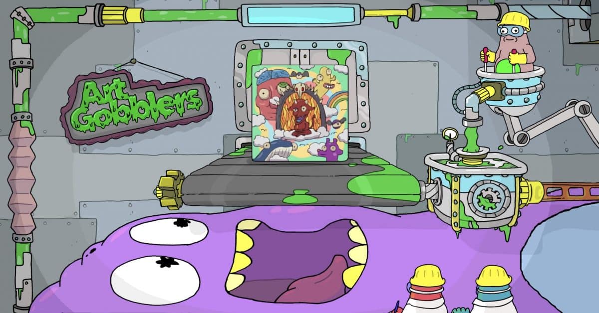 Art Gobblers NFT factory by Justin Roiland swallowing art