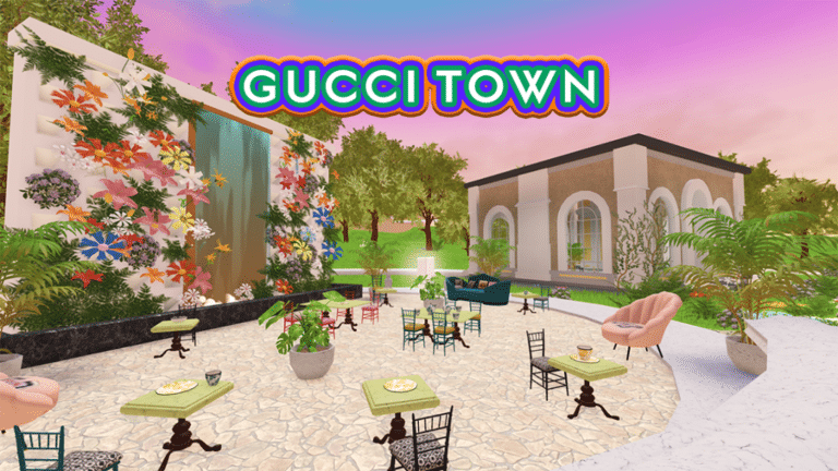 a screenshot of Gucci Town In Roblox, where the Scavenger Hunt Takes Place
