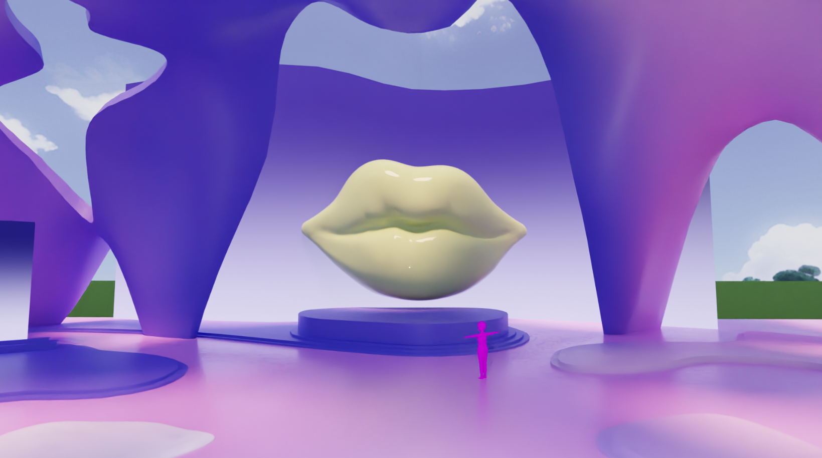 digtal poster of a pair of lips on an abstract background ahead of the metaverse beauty week
