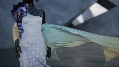 A screenshot of a digital garment made in CLO and powered by Unreal Engine.
