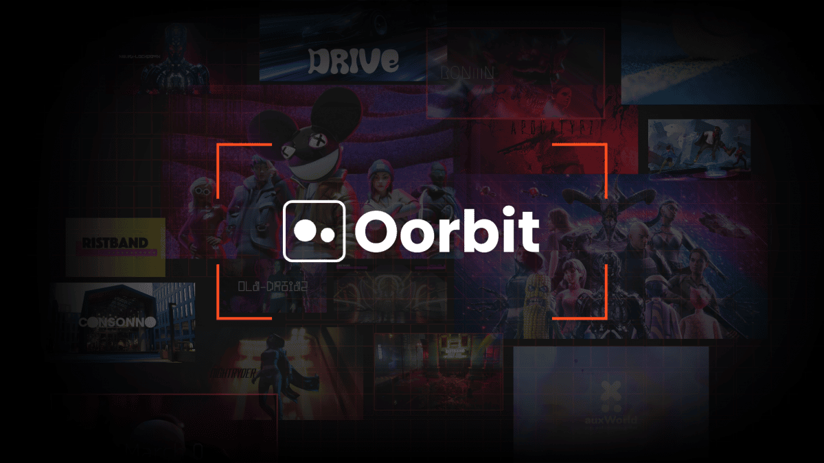 The Oorbit logo is imprinted over a collage of Web3 characters.