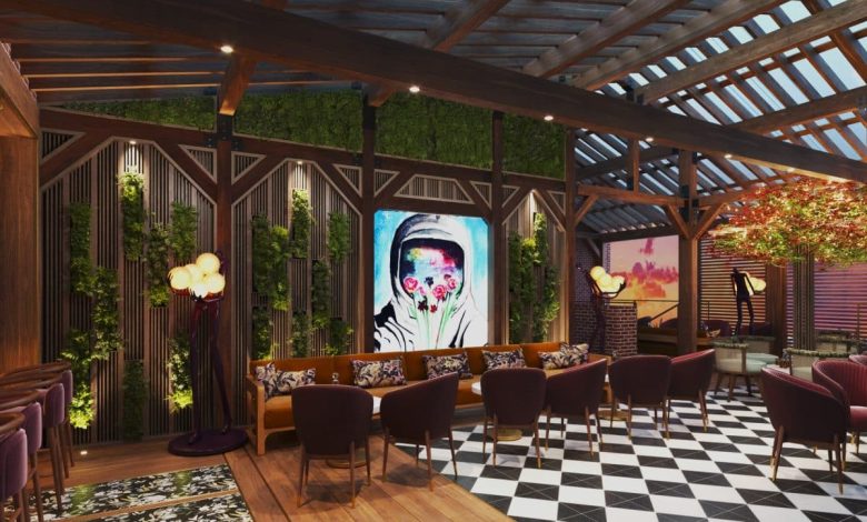 An artist's rendition from CLUB3, a members-only club that will open in Los Angeles, by animoca brands