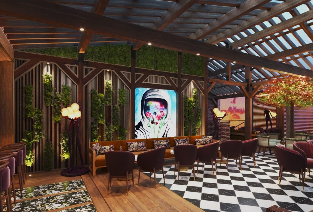 An artist's rendition from CLUB3, a members-only club that will open in Los Angeles, by animoca brands
