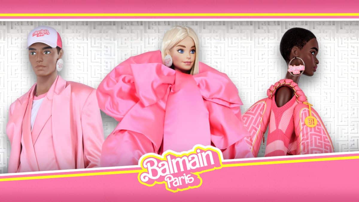 image of three digital avatars from the Balmain x Barbie NFT collection
