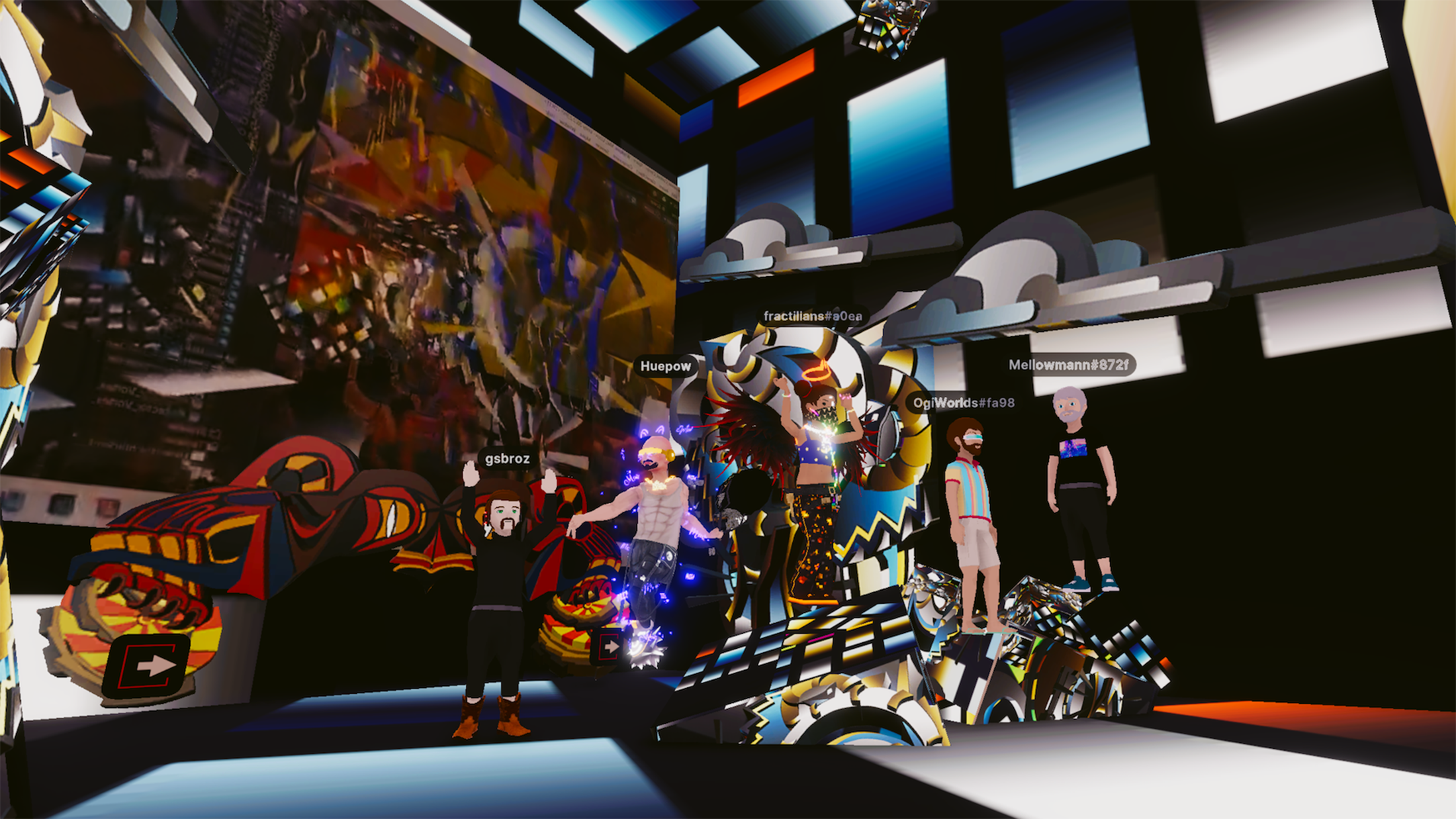 screenshot of a Decentraland rave party