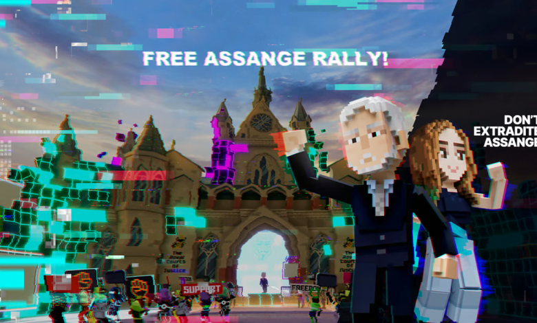 A Virtual Stand for Julian Assange: Political Rally in The Sandbox