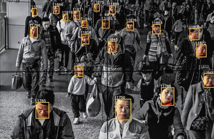 Picture of people walking in china with their social credit score displayed, a feature now entering the metaverse.