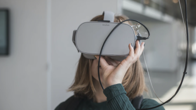 a woman wearing a VR headset for mental health in the metaverse